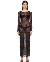 Marine Serre - Robe Longue Noire En Filet À Motif Moonogram Floqué - Lyst
