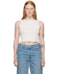 RE/DONE - White Crinkle Tank Top - Lyst