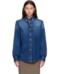 Mugler - Washed Denim Power Shirt - Lyst