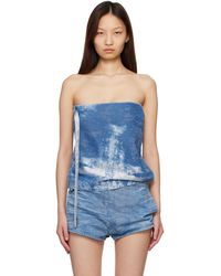 DIESEL - Satin Denim Sleeveless Top - Lyst