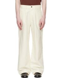 Ssstein - Off- Double Weave Cotton One Tuck Wide Trousers - Lyst