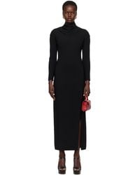 Versace - Cady Draped-Neck Slit Maxi Dress - Lyst