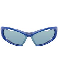 Balenciaga - Lunettes de soleil rectangulaires dynamo bleues - Lyst