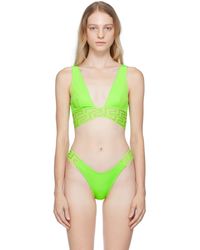 Versace - Haut de bikini vert à motif à clé grecque - Lyst