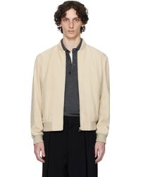 BOSS - ベージュ Beckhamエディション レギュラーフィット スエード ボンバージャケット - Lyst