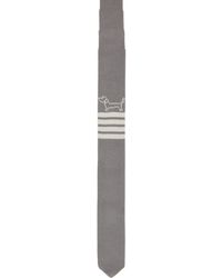 Thom Browne - Thom e cravate grise à quatre rayures et à logo hector - Lyst