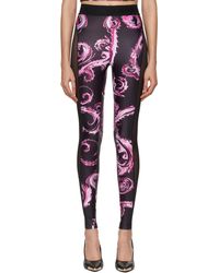Versace Jeans Couture - Legging Noir À Motif Chromo Couture Et À Panneaux En Filet - Lyst