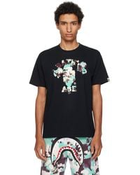 A Bathing Ape - T-Shirt Noir À Logo De Style Collégial À Baby Milo Et À Motif Camouflage Map - Lyst