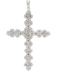 Veneda Carter - Grand pendentif de croix vc044 argenté à pierres - Lyst