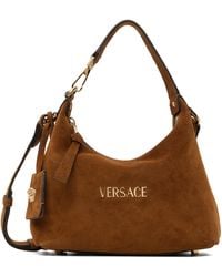 Versace - Tan Tag Suede Bag - Lyst