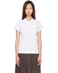 TOTEME - Wide-Ribbed V-Neck T-Shirt - Lyst