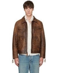 RRL - Zip Leather Jacket - Lyst