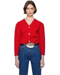 Bally - Cardigan Rouge À Col En V - Lyst
