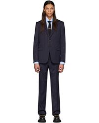 Gucci Navy And Pink GG Pinstripe Suit - Blue