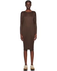 Pleats Please Issey Miyake - Brown Monthly Colors September Midi Dress - Lyst