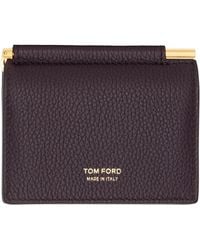 Tom Ford - Burgundy Soft Grain Leather Folding Money Clip Card Holder - Lyst