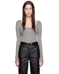 Calvin Klein - Haut Taupe En Tricot Côtelé De Viscose - Lyst