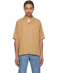 BOSS - Tan Open Spread Collar Shirt - Lyst