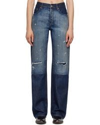 MM6 by Maison Margiela - Distressed Panel Denim Jeans - Lyst