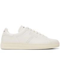 Tom Ford - Off-white Warwick Grained Leather Sneakers - Lyst