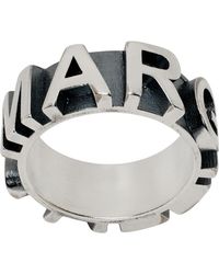 MM6 by Maison Martin Margiela - Silver Embossed Logo Ring - Lyst