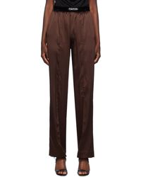 Tom Ford - Pantalon de pyjama brun en satin extensible de soie - Lyst
