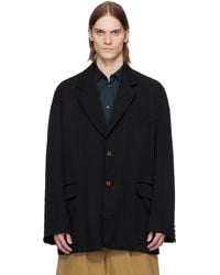 Comme des Garçons - ブラック Garment Treated ポリエステルツイル テーラードジャケット - Lyst