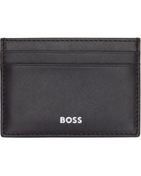 BOSS - Logo Stamp Leather Card Holder - Lyst