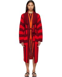 Dries Van Noten - Cardigan Décontracté Rouge Et Bourgogne À Ceinture - Lyst