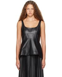Proenza Schouler - Black White Label Faux-leather Tank Top - Lyst