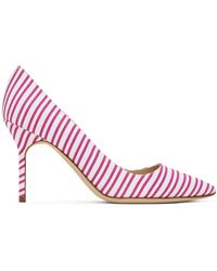 Manolo Blahnik - Escarpins bb 90 rose et blanc - Lyst