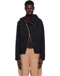 Dries Van Noten - Pull Noir En Coton À Glissière - Lyst