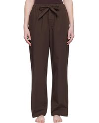 Tekla - Pantalon De Pyjama Brun En Popeline - Lyst