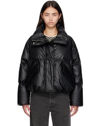 MM6 by Maison Martin Margiela - Blouson Noir En Cuir Synthétique Rembourré En Duvet À Glissière - Lyst