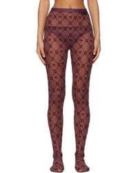 Marine Serre - Burgundy Moonogram Mesh Flock Tights - Lyst