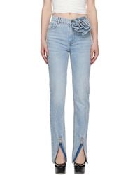 Area - Flower Corsage Ankle Zip Jeans - Lyst