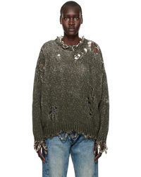 R13 - Khaki Distressed Oversized Sweater - Lyst
