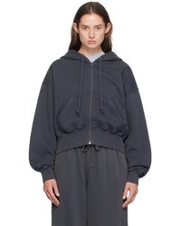 Acne Studios - Pull à capuche bleu marine à glissière - Lyst