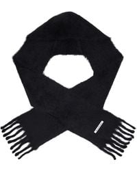 Acne Studios - Écharpe Noire En Mohair À Capuche - Lyst