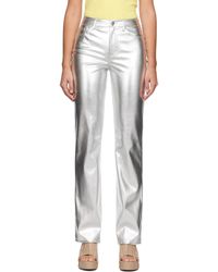 STAUD - Silver Chisel Faux-leather Trousers - Lyst