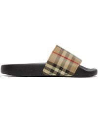 Burberry - Check Furley Slides - Lyst