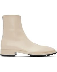 Jil Sander - Off-white Leather Ankle Boots - Lyst