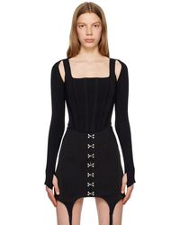Dion Lee - T-Shirt À Manches Longues De Style Corset Noir - Lyst