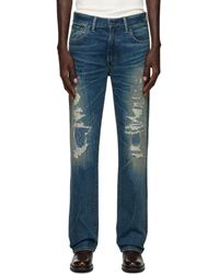 RRL - Jean Ajusté Bleu À Effet Usé Et À Taille Haute - Lyst