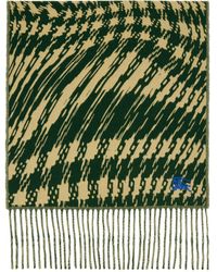 Burberry - Green & Yellow Warped Houndstooth Scarf - Lyst