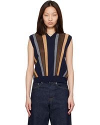 Versace - Intarsia-Wool & Leather Patchwork Vest - Lyst
