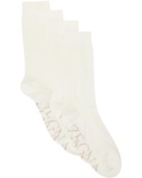 Zegna - Off-white Jacquard Socks - Lyst