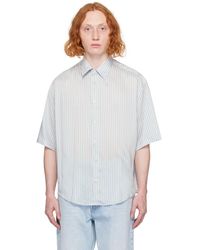 Ami Paris - Off-white & Blue Boxy-fit Shirt - Lyst