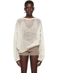 Lauren Manoogian - Pull surdimensionné blanc cassé en tricot à mailles ouvertes - Lyst