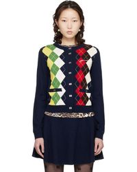 Ganni - Argyle Print Cardigan - Lyst